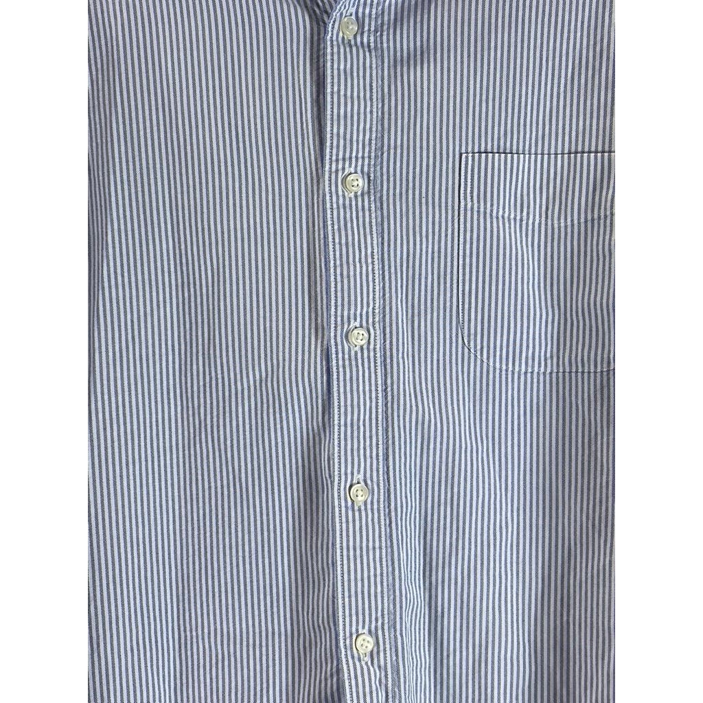 J.CREW Men's Blue/White Striped Slim-Fit Oxford Button-Up Long Sleeve Shirt SZXL
