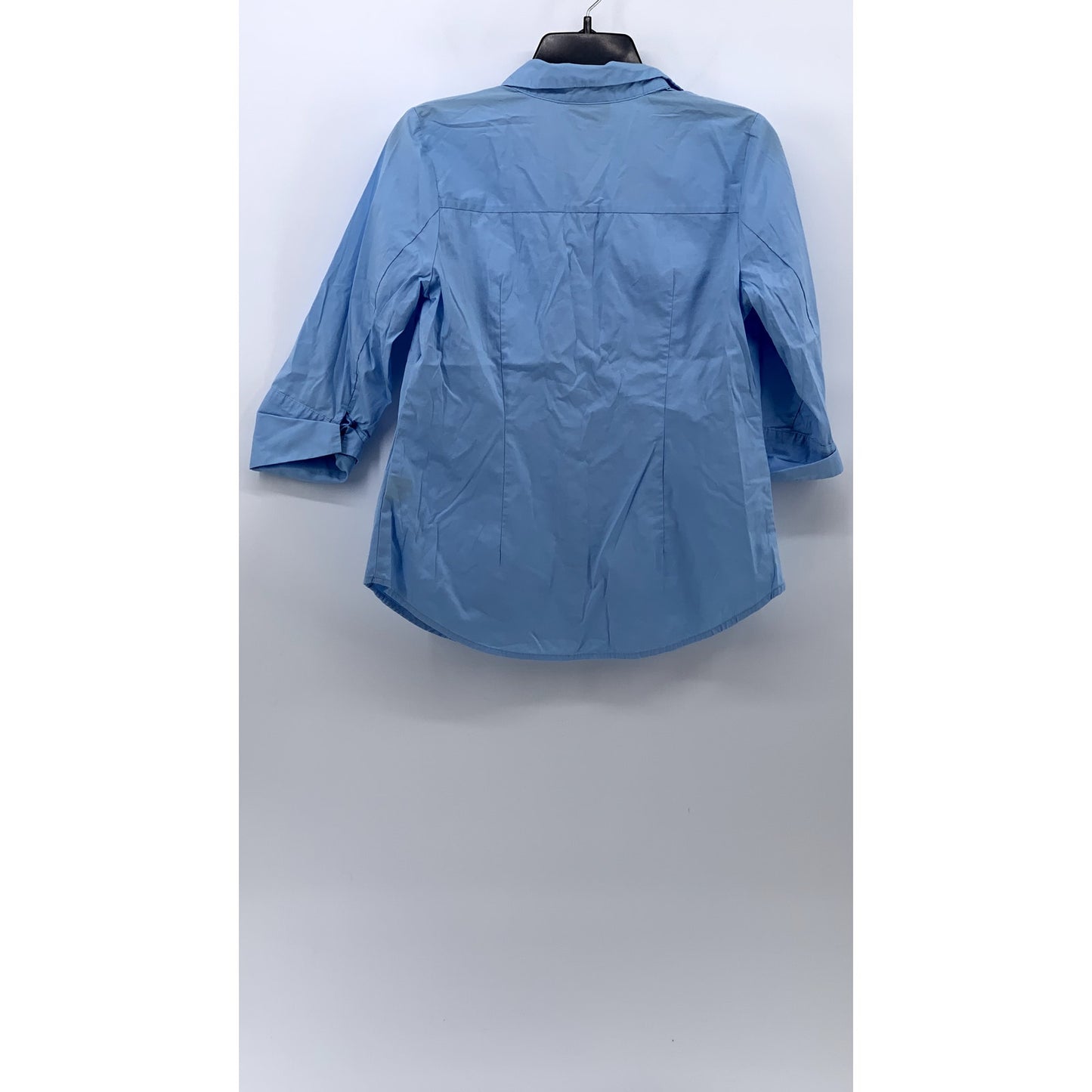 LIZ CLAIBORNE Women's Light Blue Solid Button-Up 3/4 Sleeve Stretch Top SZ S