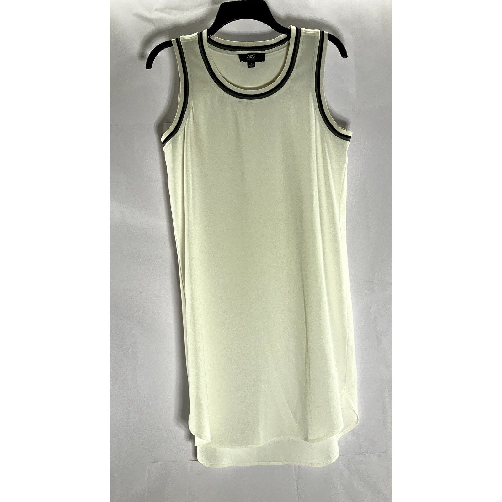 ABS By Allen Schwartz Women’s White/Black Crewneck Casual Tank Dress SZ S