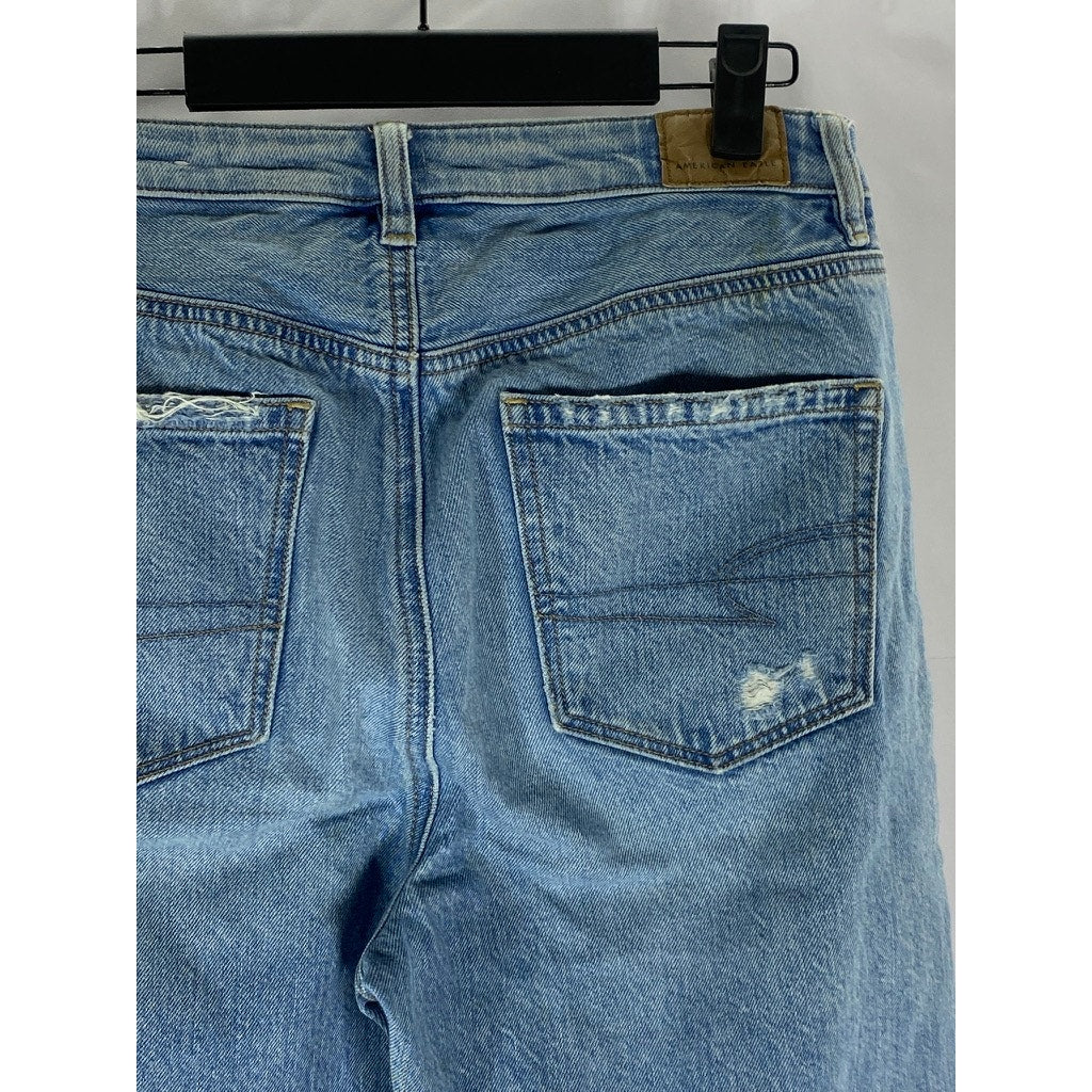 AMERICAN EAGLE Women's Light Blue Distressed Comfort Stretch Waist Jean SZ 4