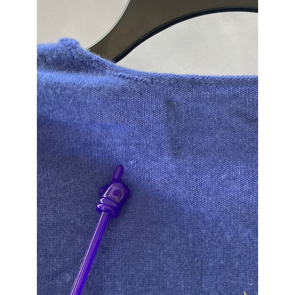 REFORMATION Women's Blue Cropped 3/4 Sleeve Scoop Neck Sweater SZ XS/S