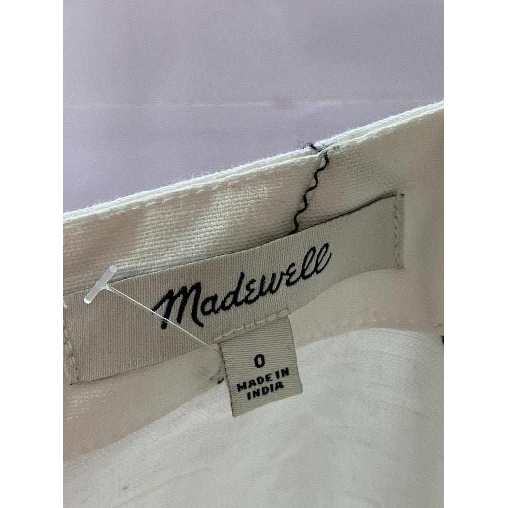 MADEWELL Women's Eyelet White Linen Goldie Straight-Neck Adjustable Dress SZ 0