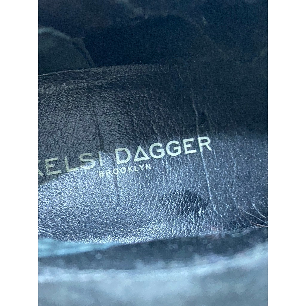 KELSI DAGGER BROOKLYN Women's Black Leather Round-Toe Heeled Ankle Bootie SZ 7.5