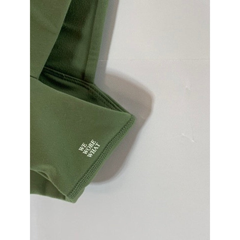 WE WORE WHAT Women's Solid Army Green Straight-Neck Bandeau Sport Bra SZ S
