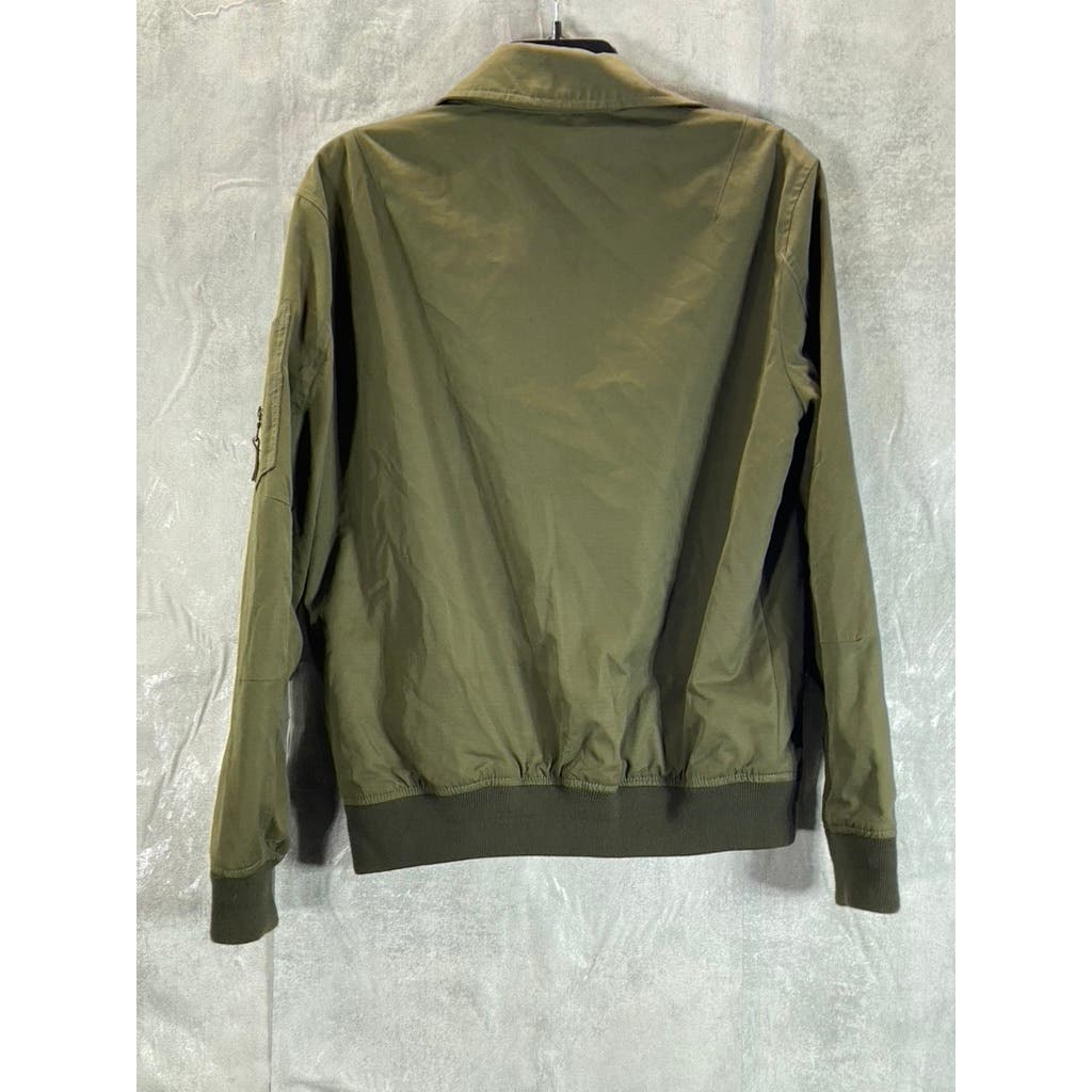 BANANA REPUBLIC Men's Kelp Green Water Resistant Zip-Up Bomber Jacket SZ S