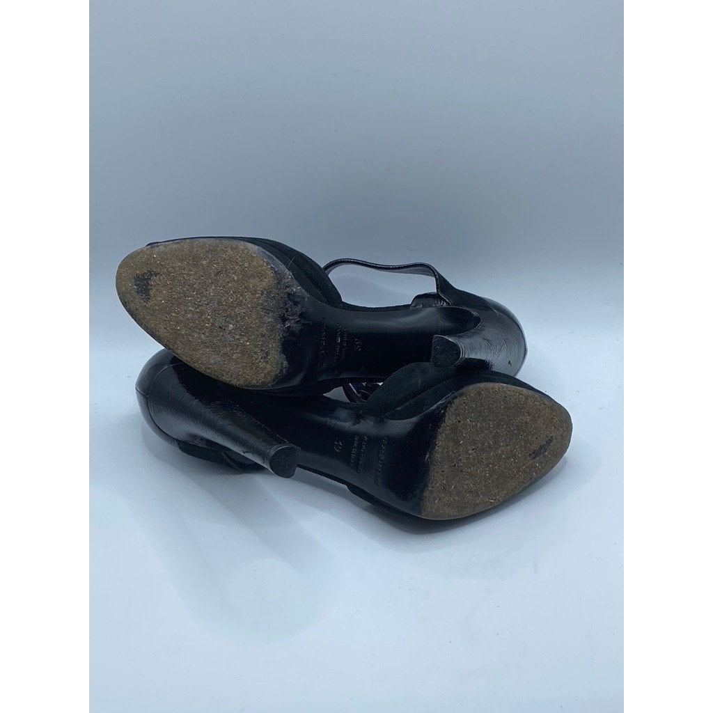 SERGIO ROSSI Women’s Blue-Black Suede-Leather Peep-Toe Stiletto Pumps SZ 39(US9)