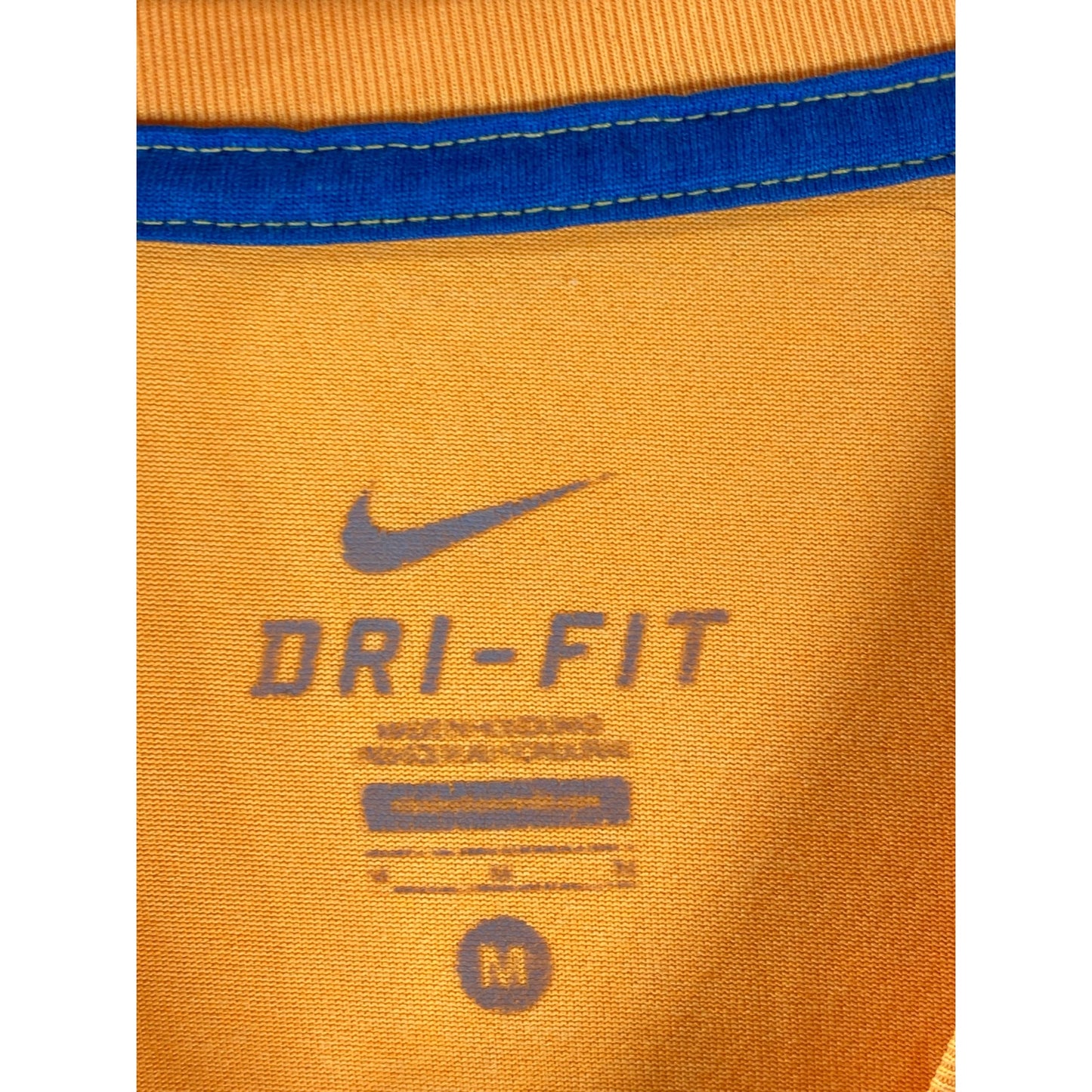NIKE Men’s Yellow/Navy Dri-Fit Crewneck Short Sleeve Large Swoosh T-Shirt SZ M