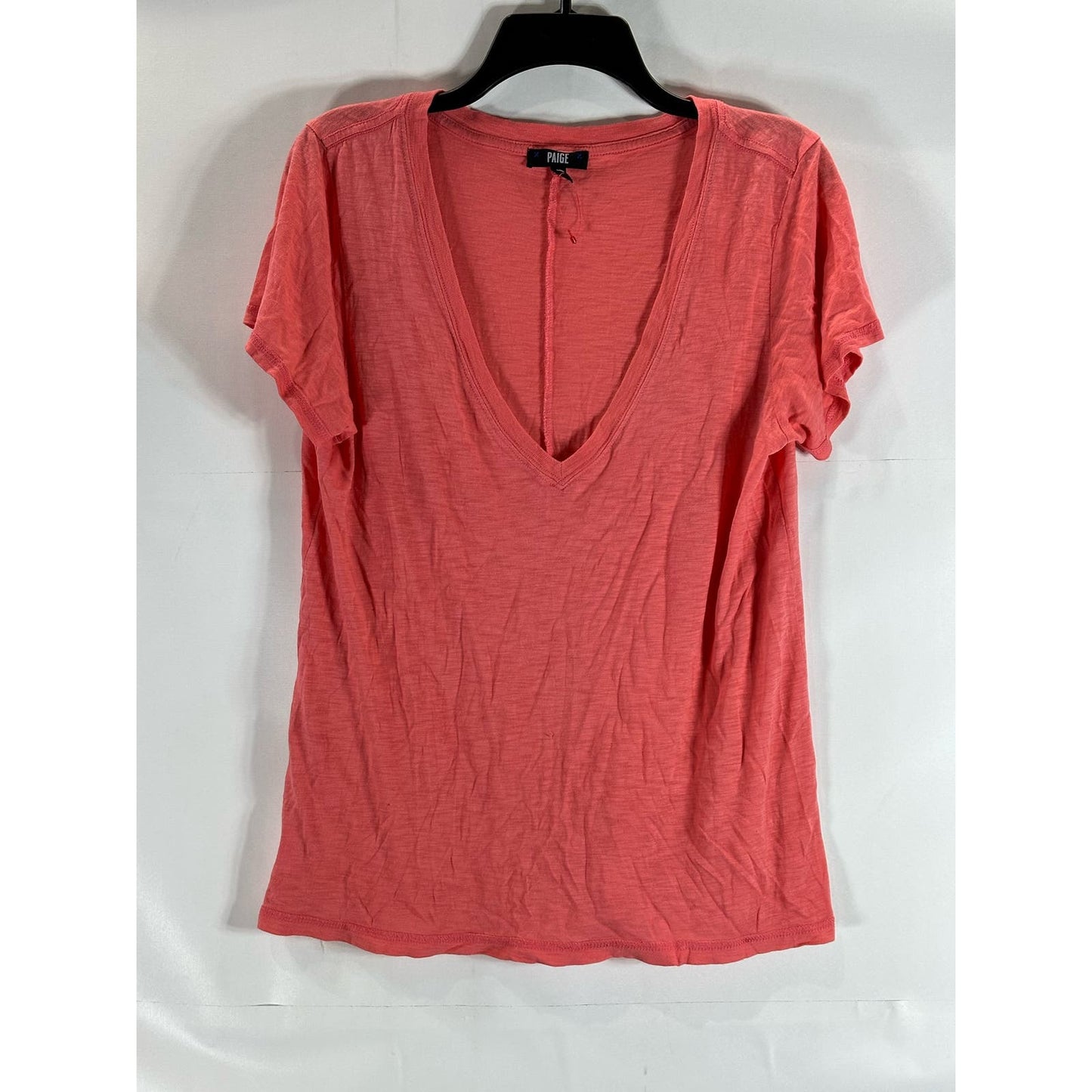 PAIGE Women's Pink Deep V-Neck Casual Short Sleeve Top SZ S