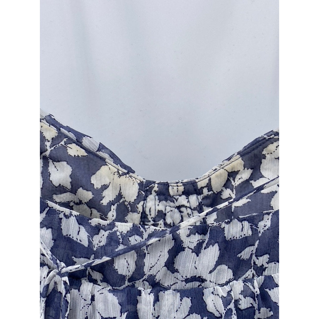 AMERICAN EAGLE OUTFITTERS Women's Blue-White Floral Spaghetti Strap Top SZ XS