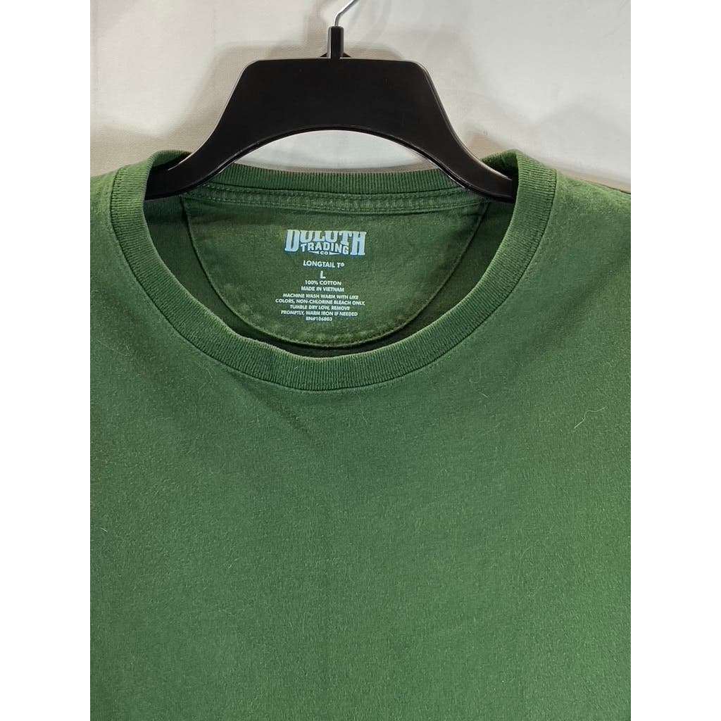 DULUTH TRADING CO Men's Green Crewneck Longtail T Relaxed-Fit T-Shirt SZ L