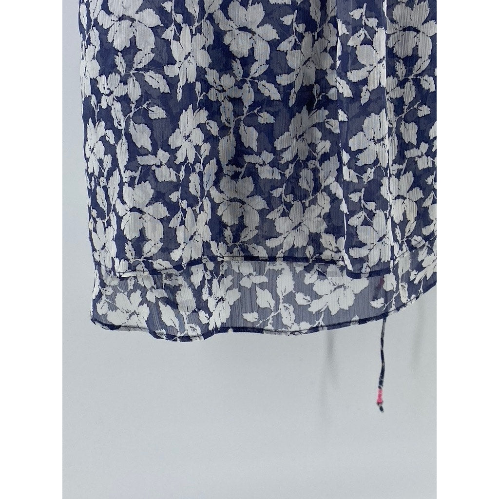 AMERICAN EAGLE OUTFITTERS Women's Blue-White Floral Spaghetti Strap Top SZ XS