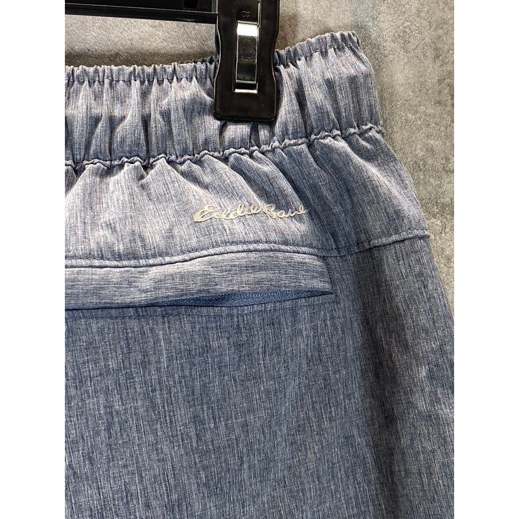 EDDIE BAUER Men's Blue Denim Chambray Pull On Drawstring Shorts SZ M