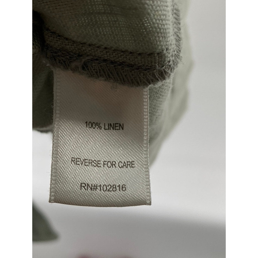 GARNET HILL Women's Green Linen Button-Up Sleeveless Knee Shirt Dress SZ 12