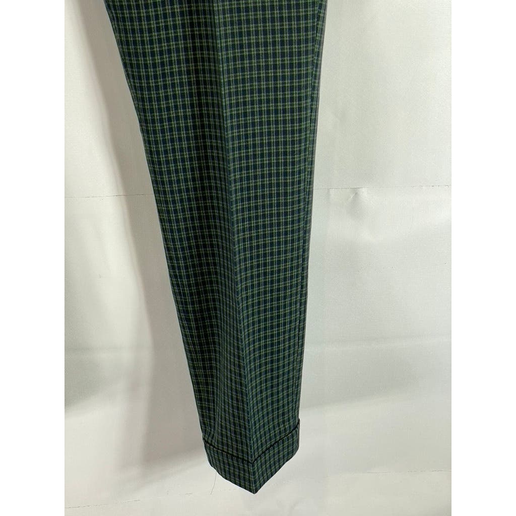 ASOS DESIGN Men's Navy/Green Micro Check Tapered Smart Trousers SZ 34X34