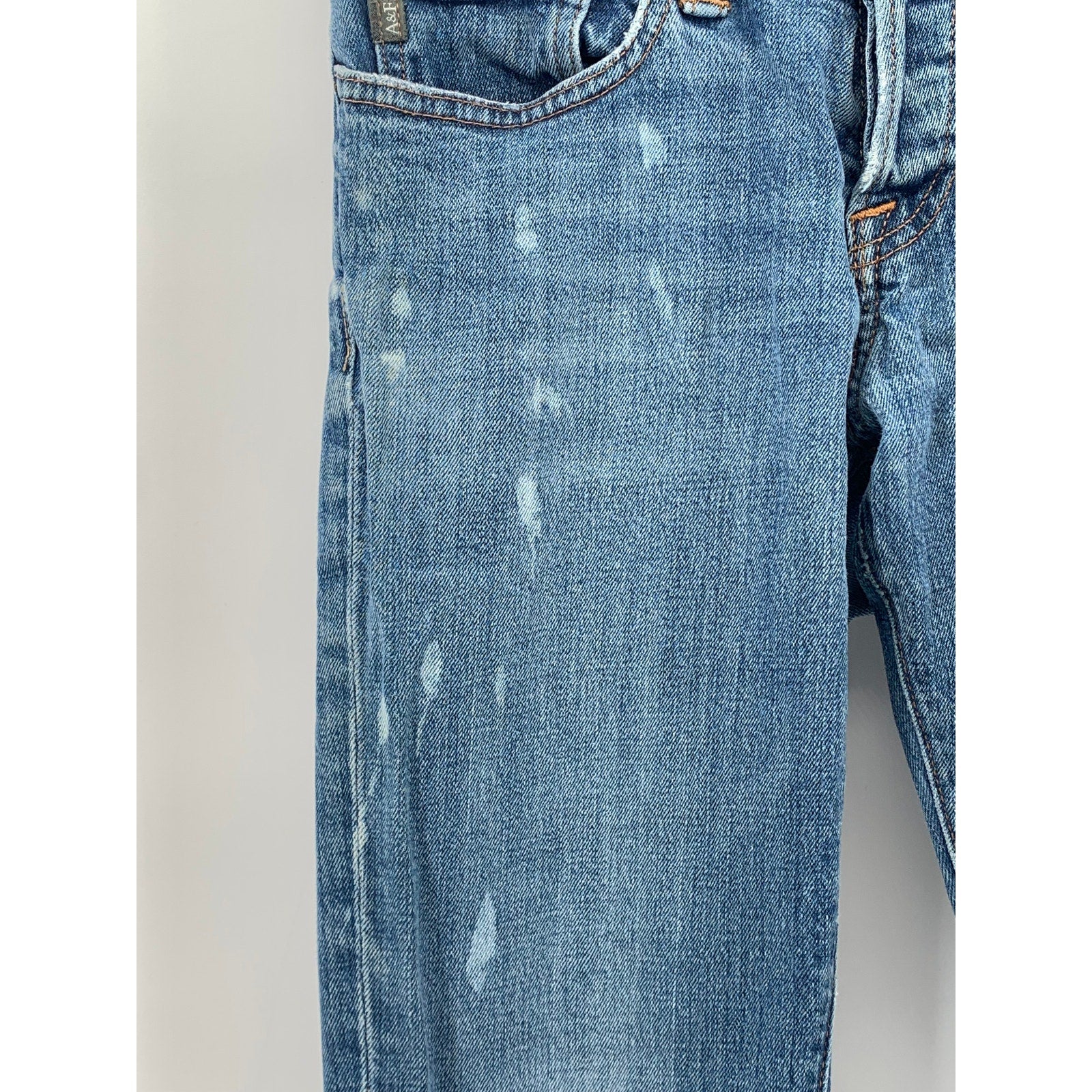 ABERCROMBIE & FITCH Men's Dark Blue Denim Distressed Slim-Leg Jeans SZ 28X30