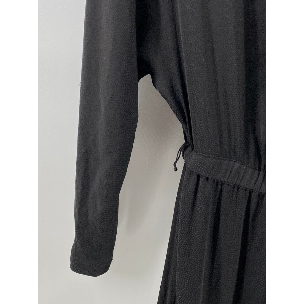 LE TEMPS DE CERISES Women's Black V-Neck Long Sleeve Elastic-Waist Dress SZ S