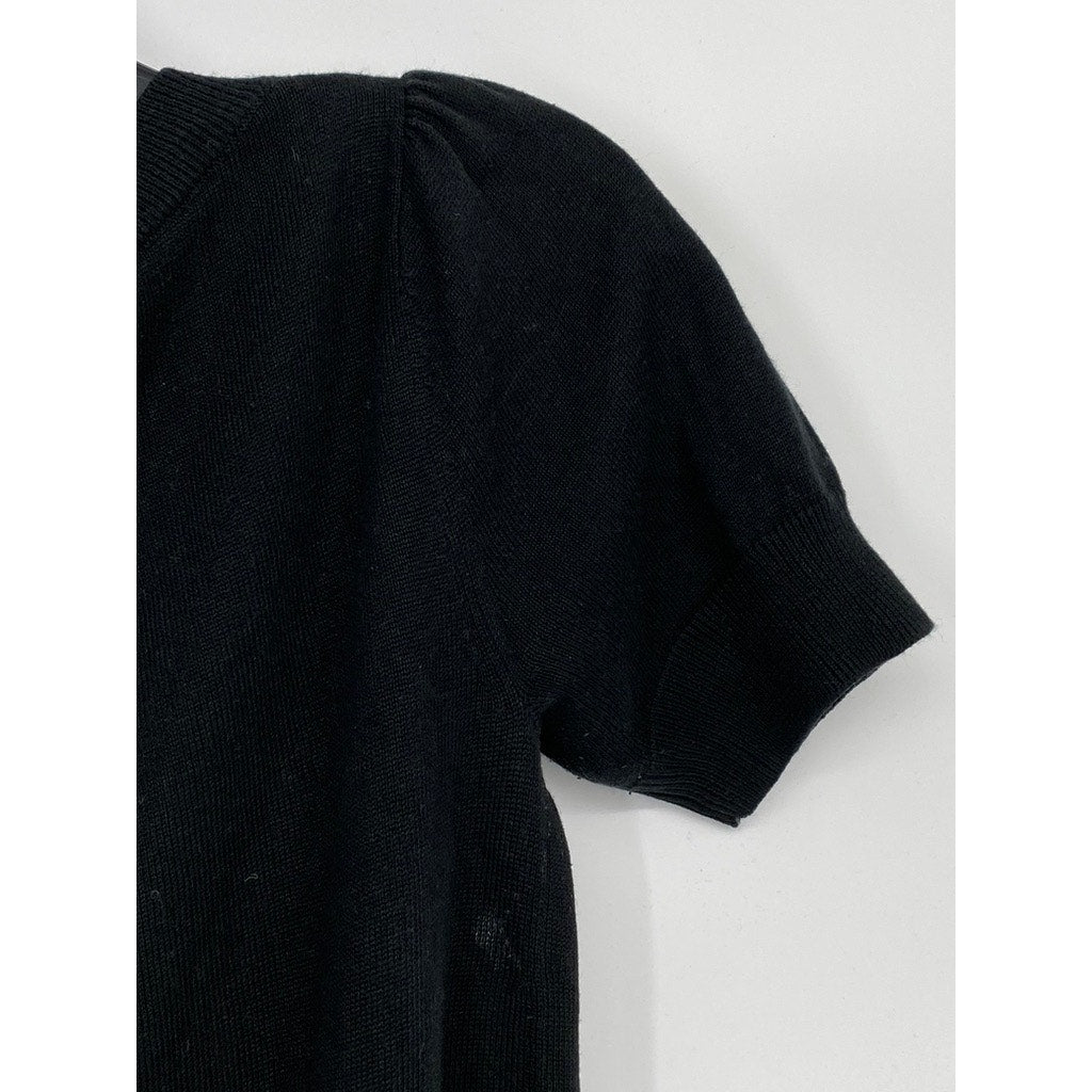 TALULA BABATON Women's Black Solid Knit With Cashmere Short Sleeve Top SZ S