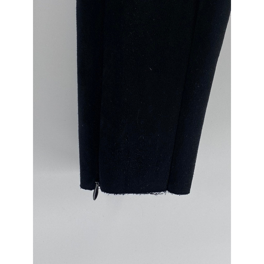 ZARA BASIC Women's Black Faux Suede Pull-On Tapered Zipper-Hem Pant SZ XS