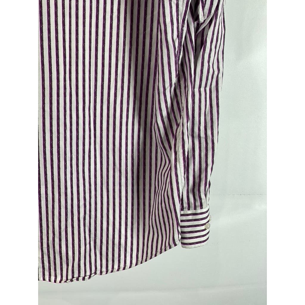 ROBERT GRAHAM Men's White/Burgundy Striped Knowledge Wisdom Truth Shirt SZ 17