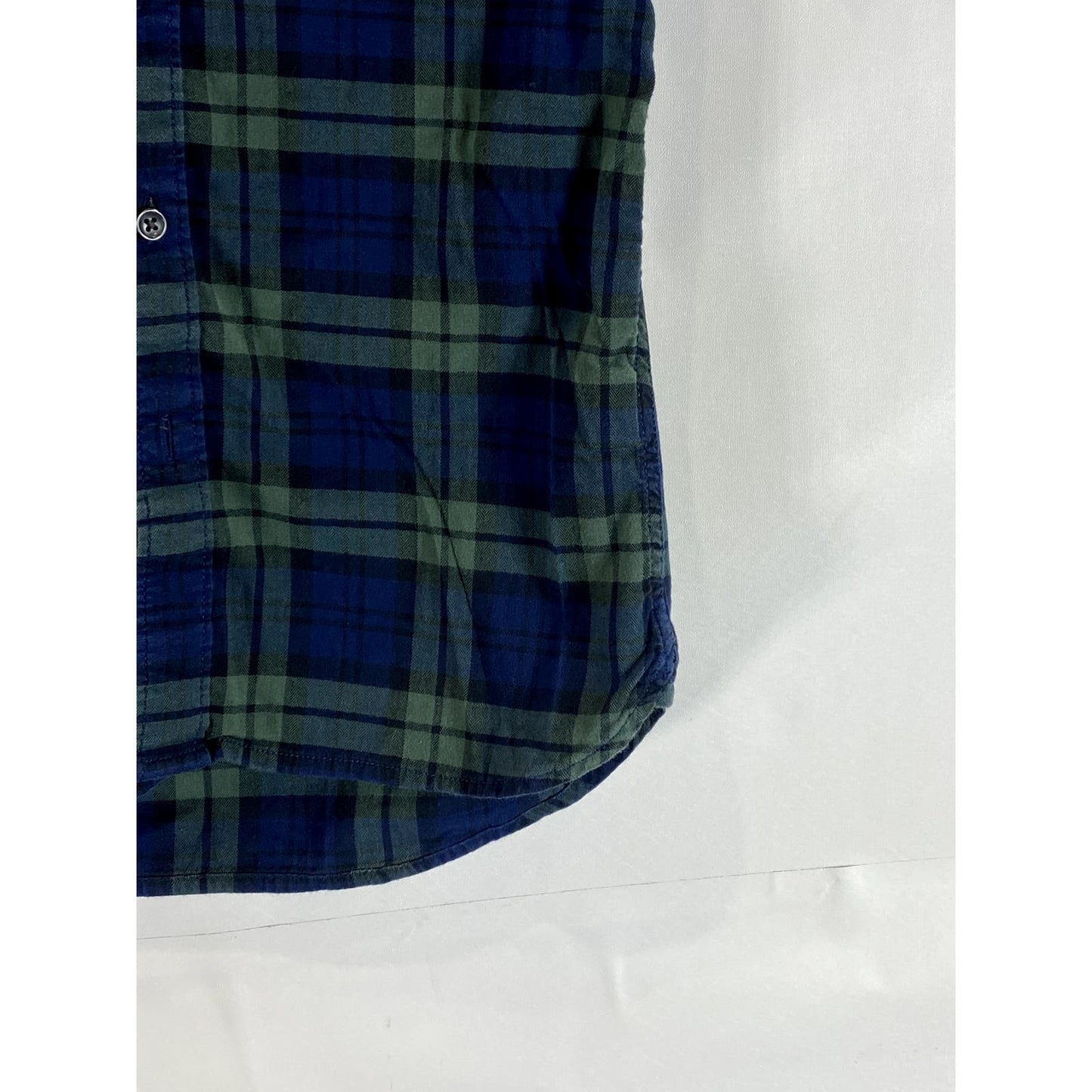 TOPMAN Men's Green Plaid Black Watch Muscle-Fit Button-Up Shirt SZ XS