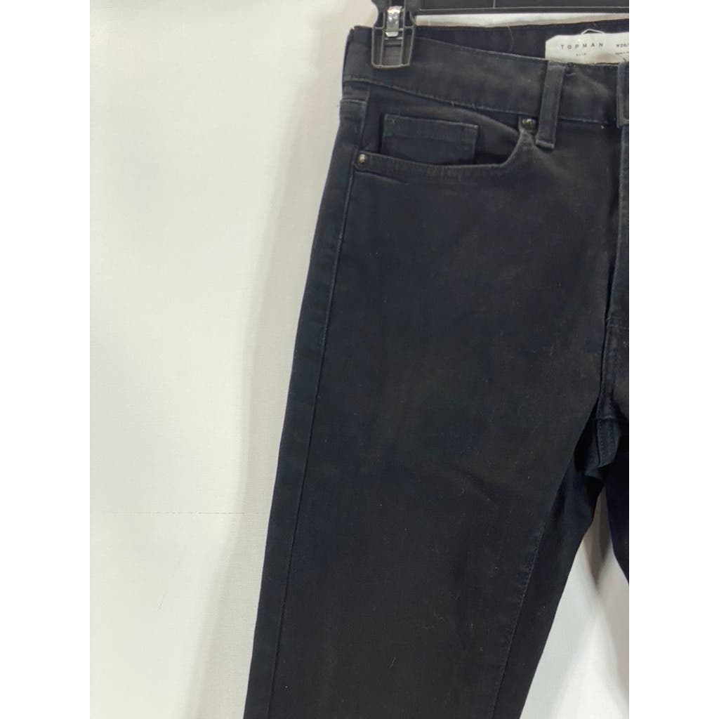 TOPMAN Men's Solid Black Stretch Slim-Fit Five-Pocket Jeans SZ 26X30