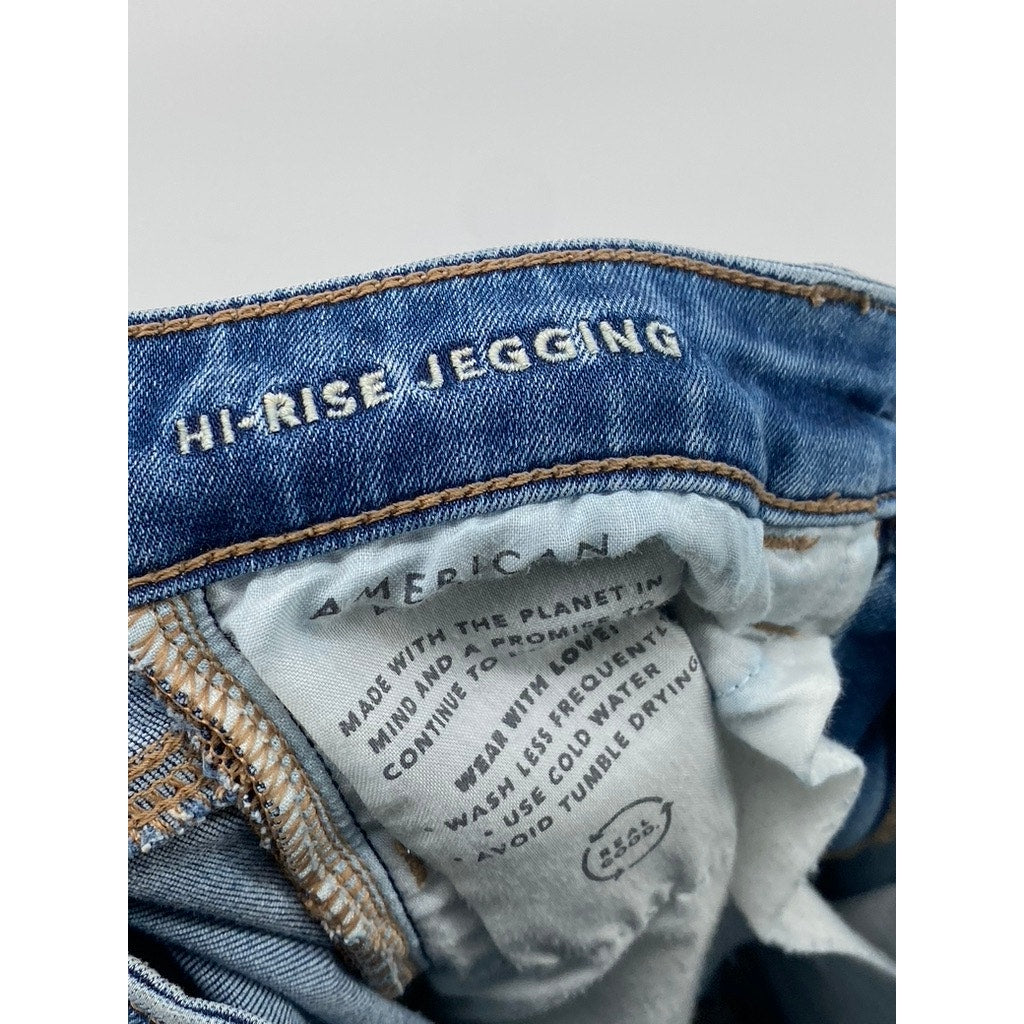 AMERICAN EAGLE Women's Medium Blue Wash Next Level Stretch Hi-Rise Jeggings SZ 4