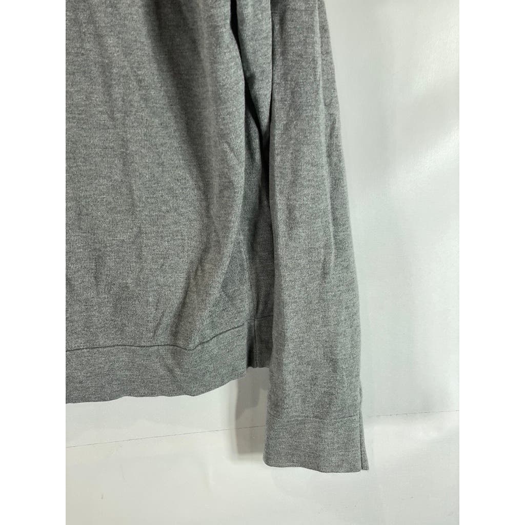 BANANA REPUBLIC Men's Light Grey Supima-Wool Zip-Up Stand Collar Sweater SZ L