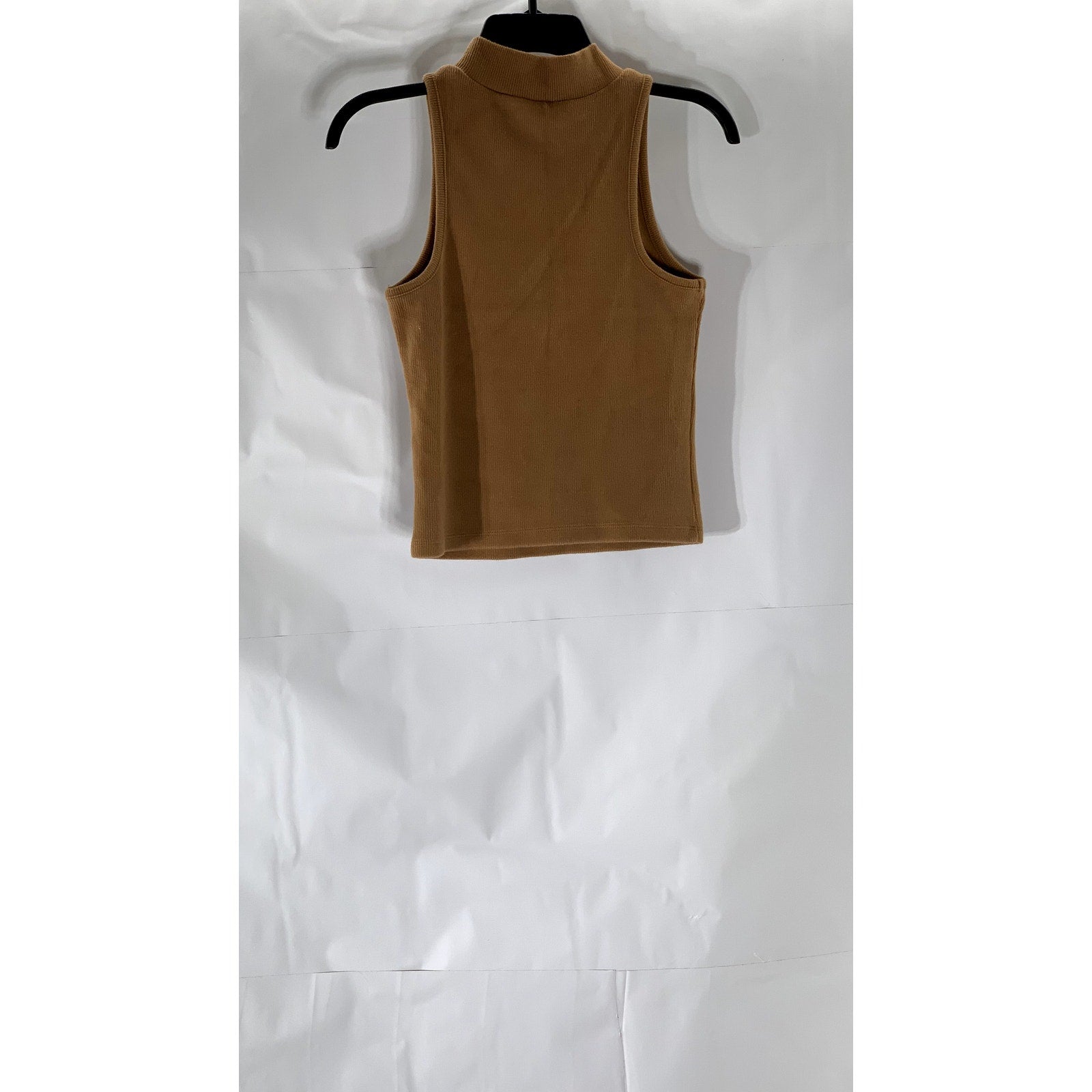A NEW DAY Women’s Brown Ribbed Mock-Neck Sleeveless Top SZ XS