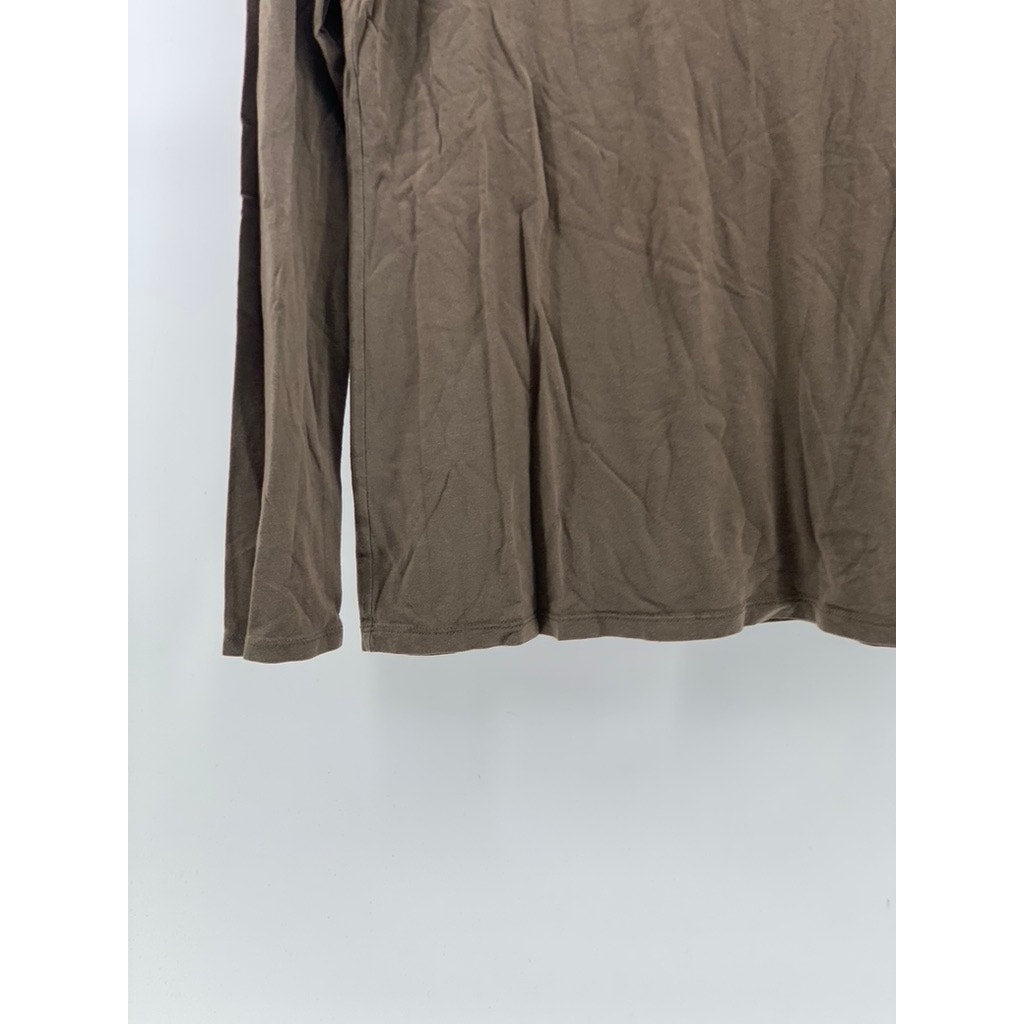 ANN TAYLOR Women's Brown Crewneck Long Sleeve Casual Top SZ M