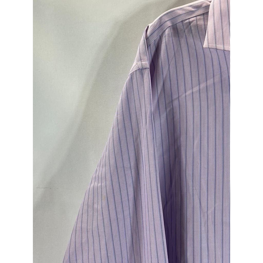 BROOKS BROTHERS 346 Men's Purple Striped Slim-Fit Button-Up Dress Shirt SZ 18