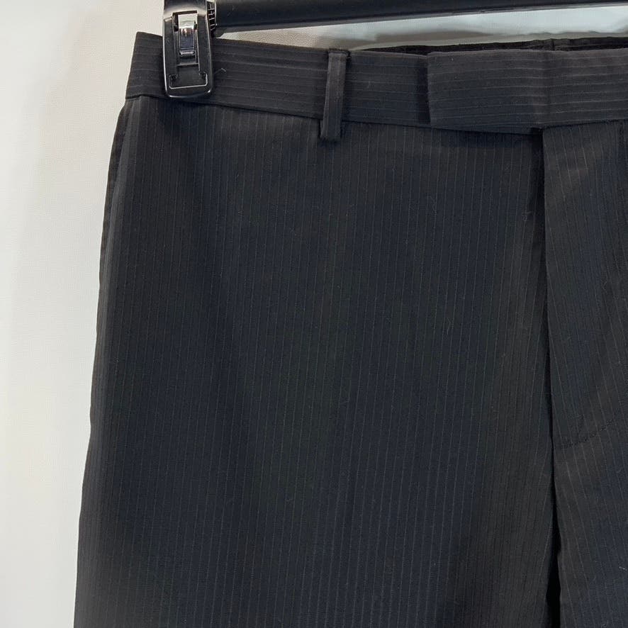 HUGO BOSS Men's Black Pinstripe Virgin Wool Flat Front Dress Pants SZ 40R