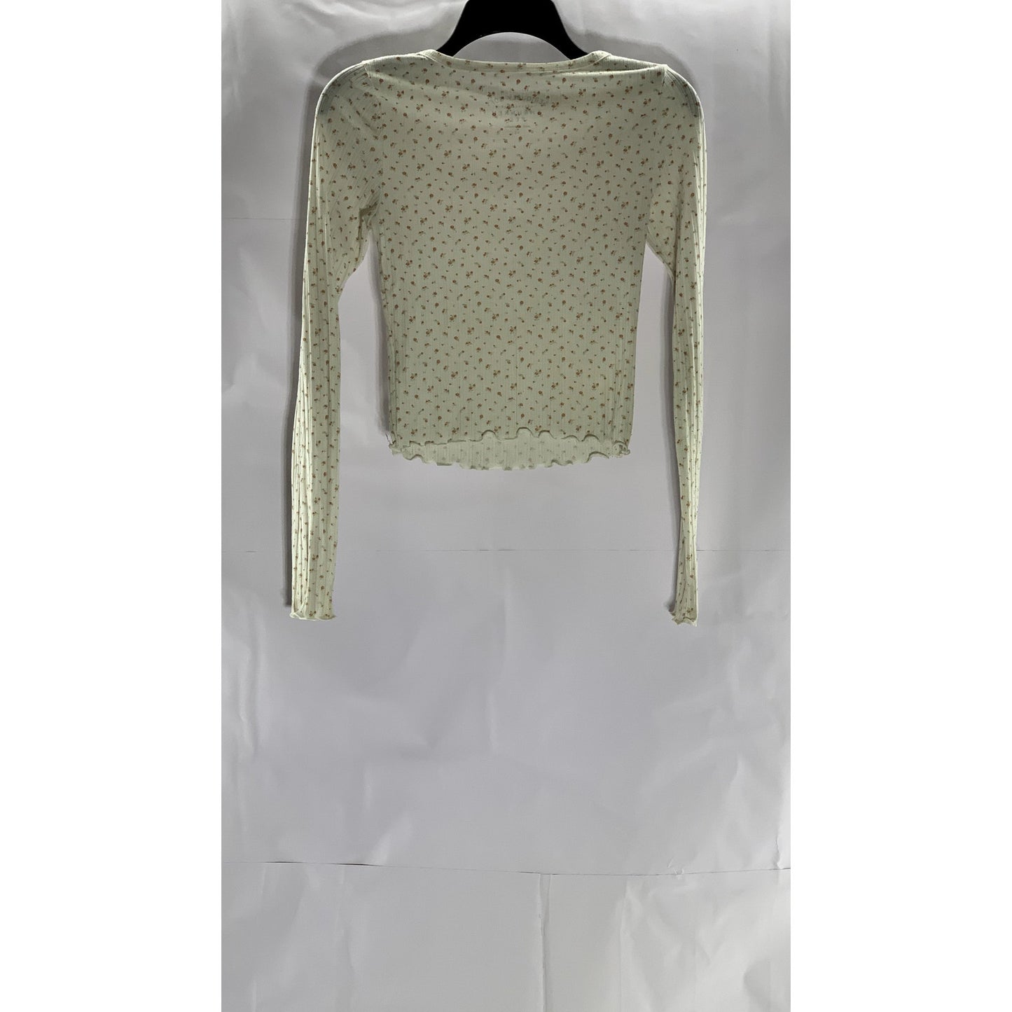 AEROPOSTALE Women's White Rose Print Seriously Soft Crewneck Shrunken Tee SZ XS