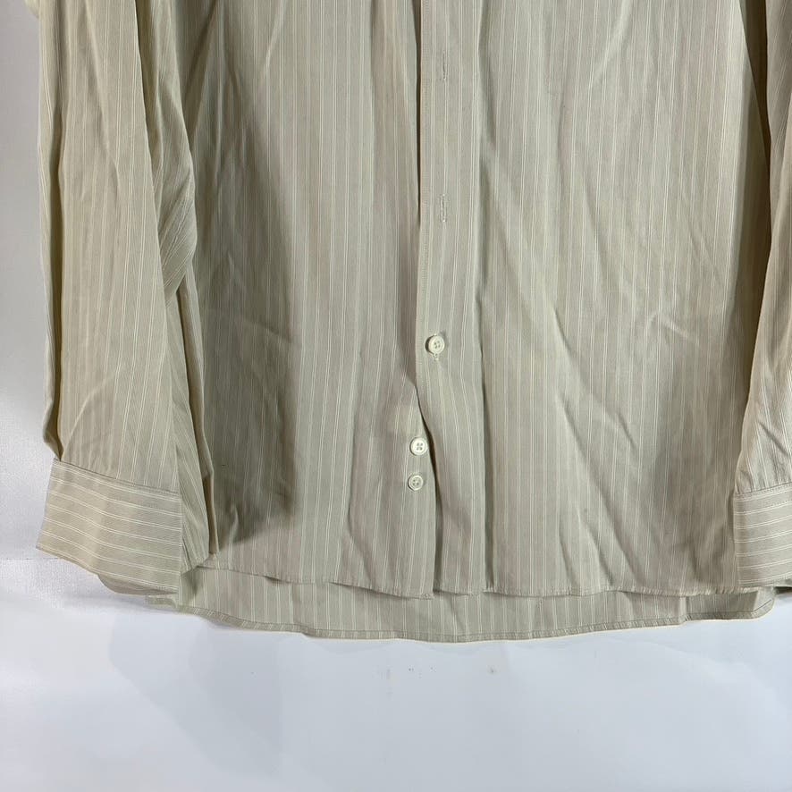 PERRY ELLIS Men's Beige Striped Button-Up Long Sleeve Shirt SZ XL
