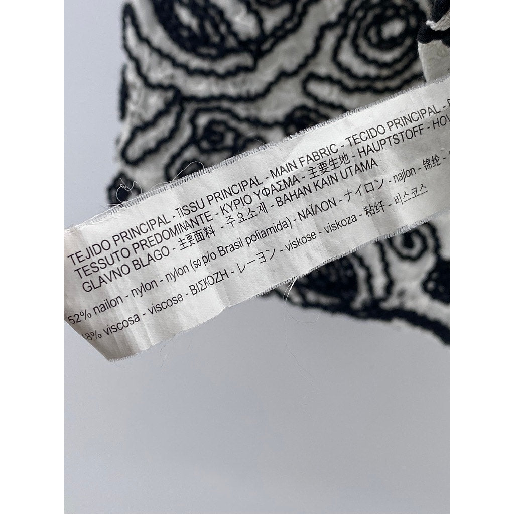 ZARA TRAFALUC Women's Black-White Lace Crewneck Sleeveless Back-Zip Tank Top SZL
