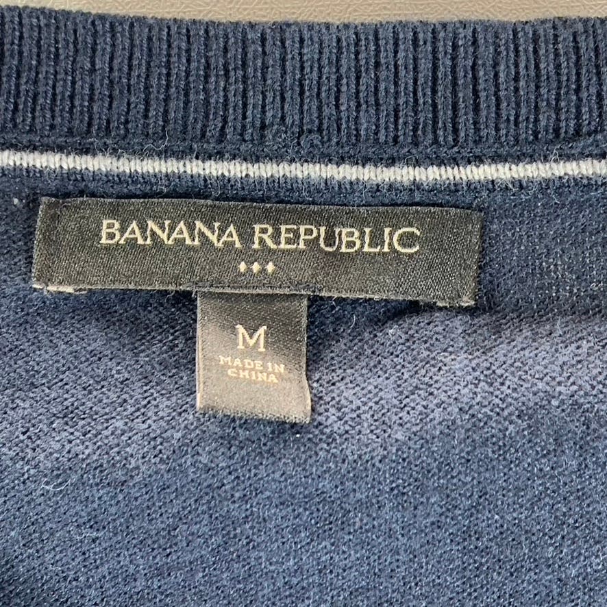 BANANA REPUBLIC Men's Navy Cotton-Blend V-Neck Pullover Sweater SZ M