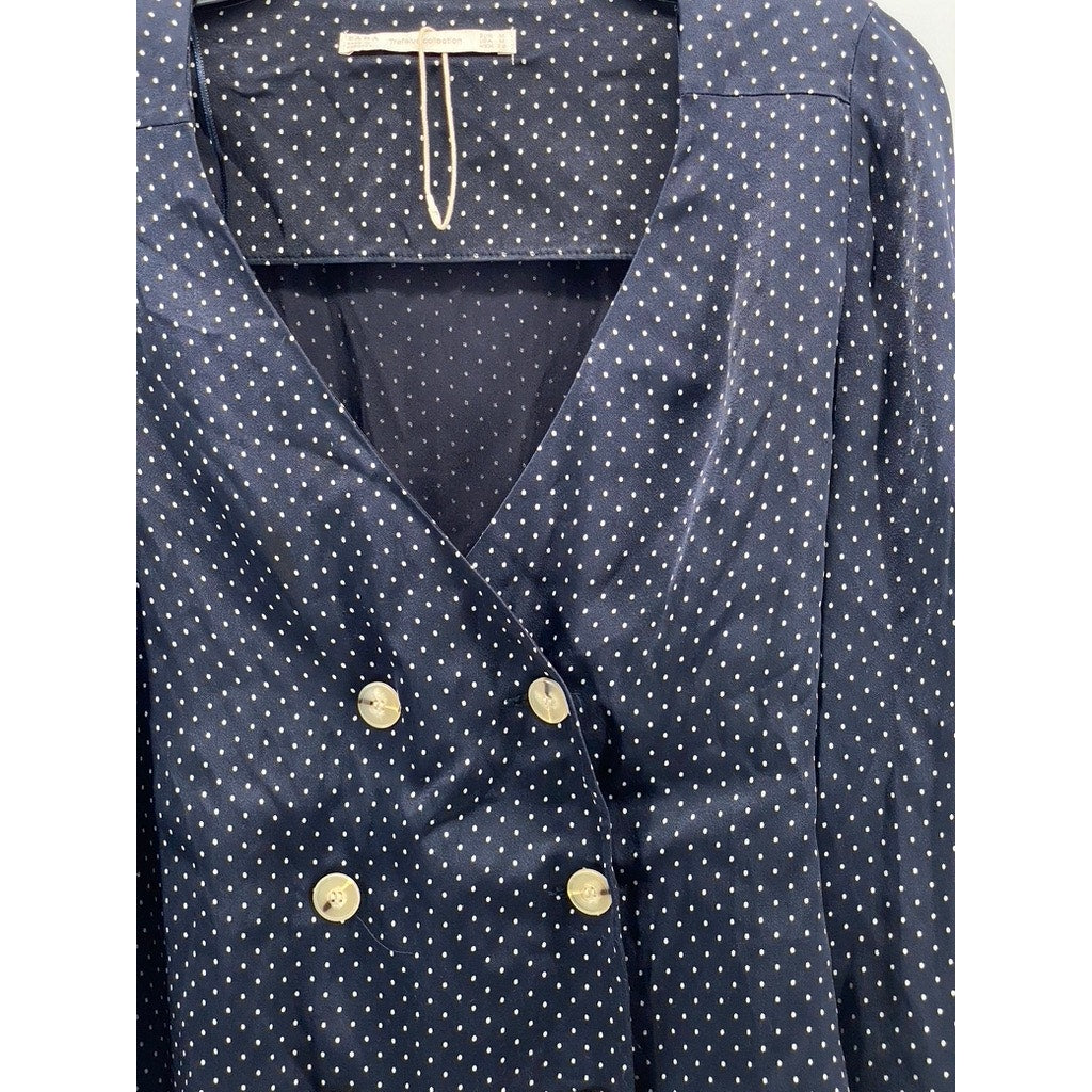 ZARA TRAFALUC Women's Micro Dot Double-Breast V-Neck Long Sleeve Blazer SZ M
