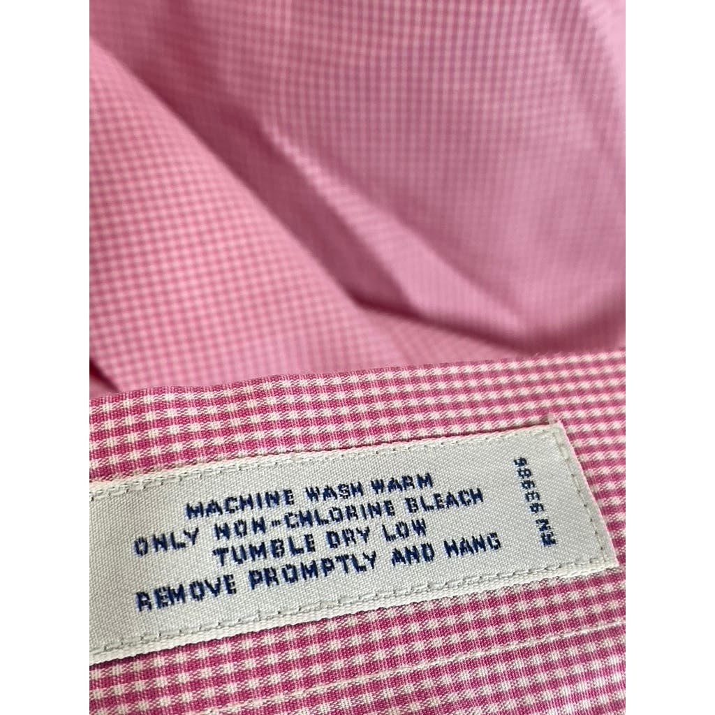BROOKS BROTHERS 346 Men's Pink Gingham Slim-Fit Button-Up Long Sleeve Shirt SZ16
