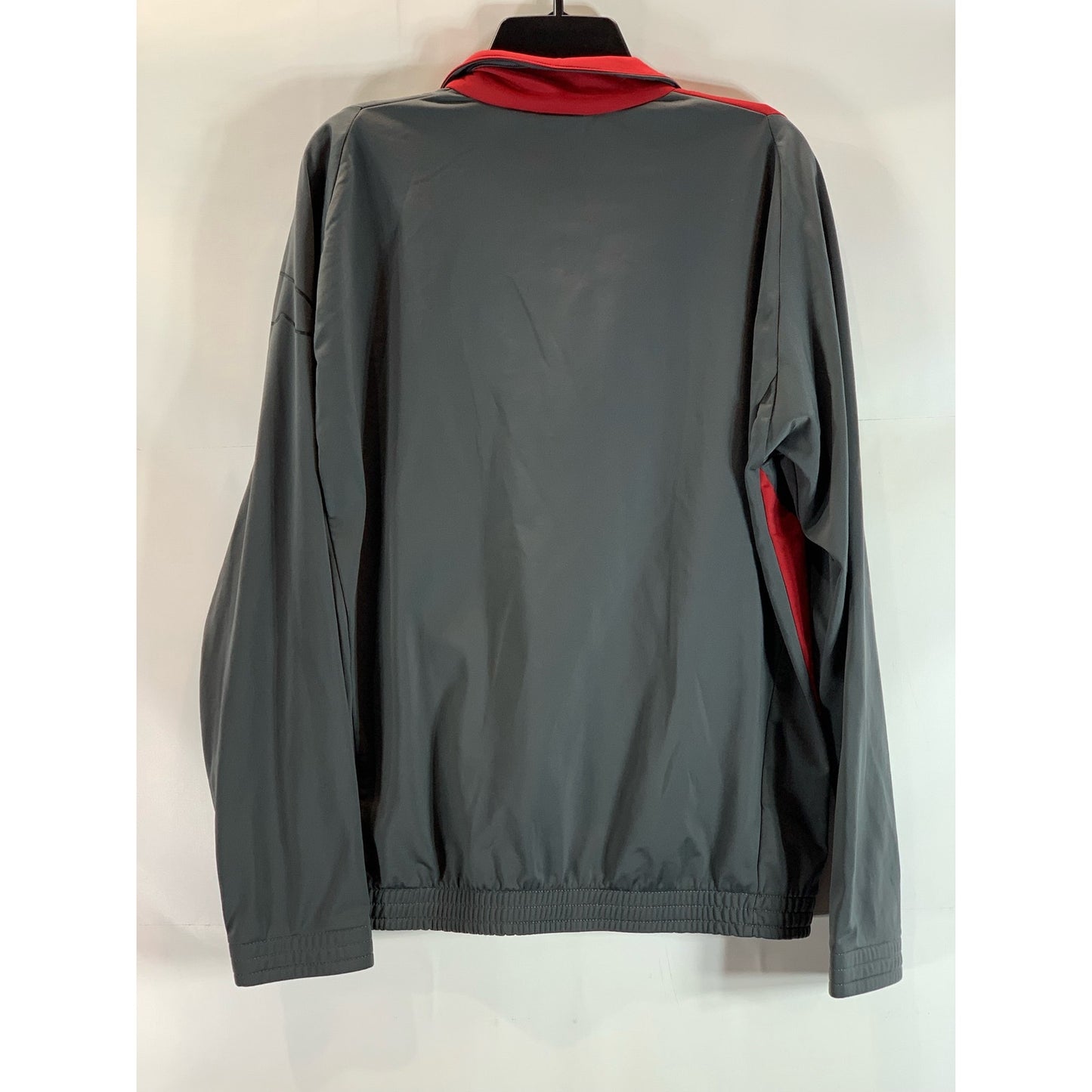 PUMA Men's Gray/Red Sport Lifestyle Regular-Fit Zip-Up Track Jacket SZ M