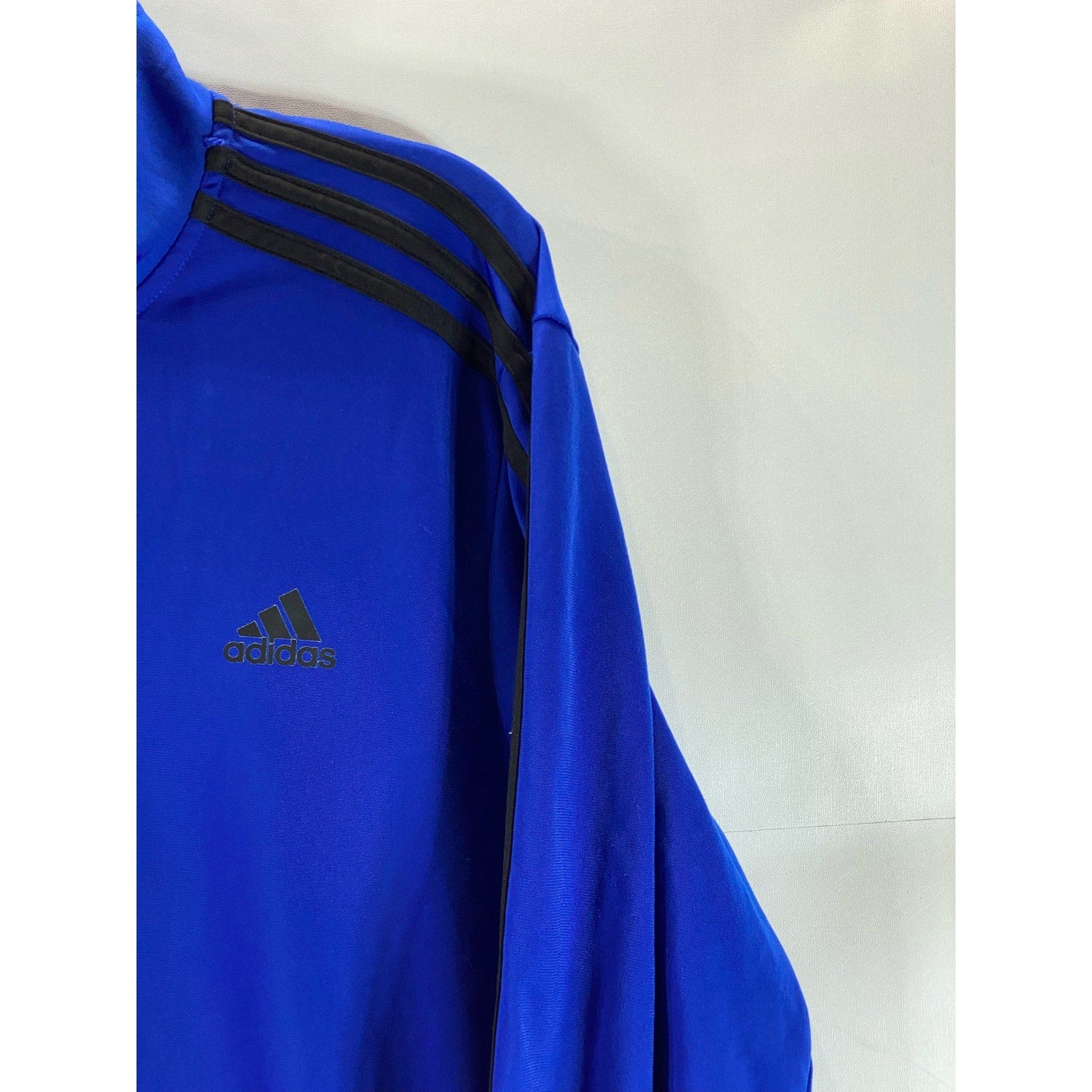 ADIDAS Men's Dark Blue Essentials Regular-Fit Warm-Up 3-Stripe Track Jacket SZ L
