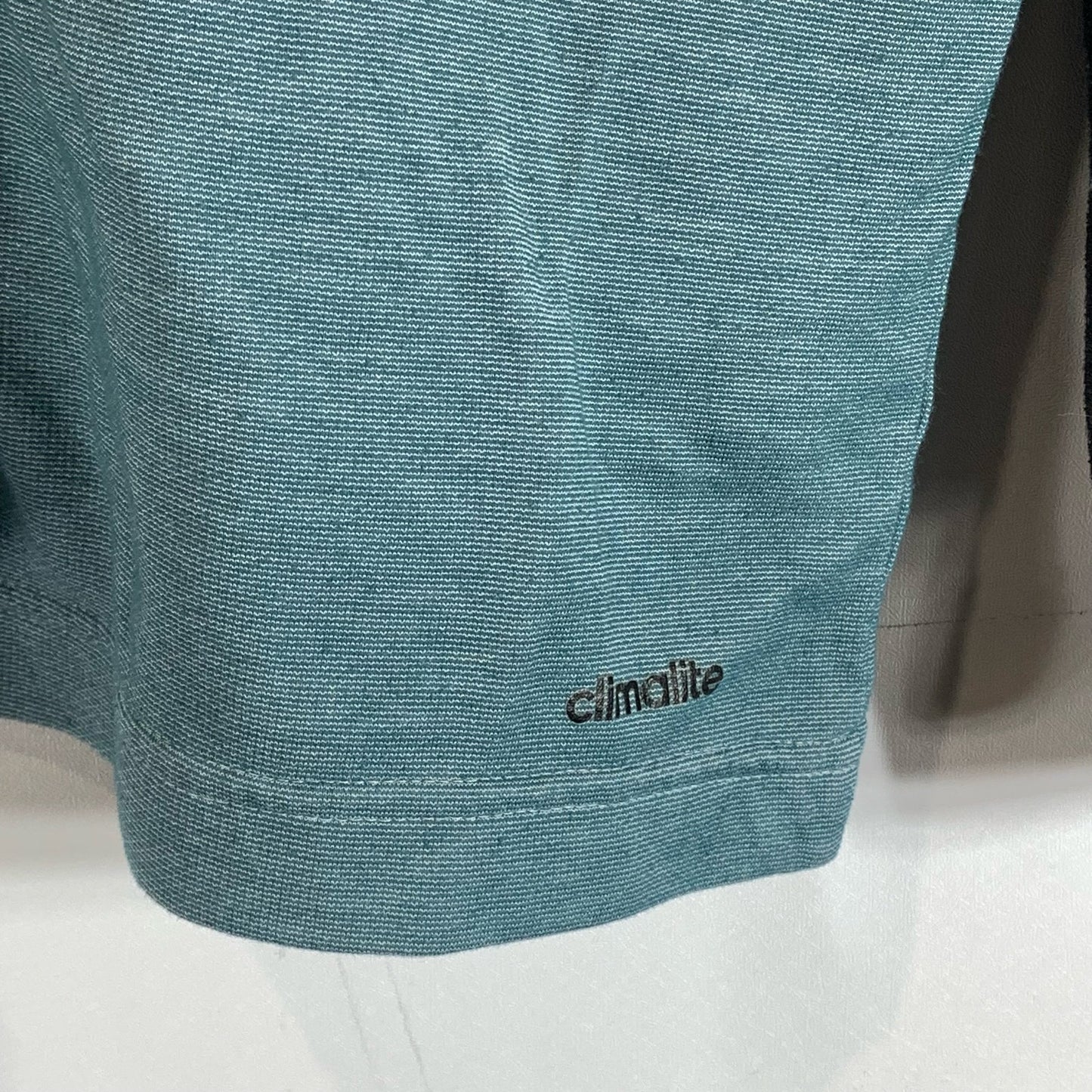 ADIDAS Men's Black/Teal Colorblock Athlete ID Crewneck Long Sleeve T-Shirt SZ L