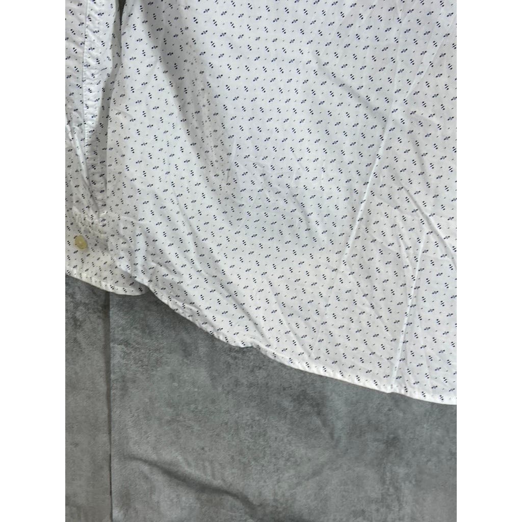 BANANA REPUBLIC Men's White/Grey Print Organic Cotton Untucked Fit Shirt SZ M
