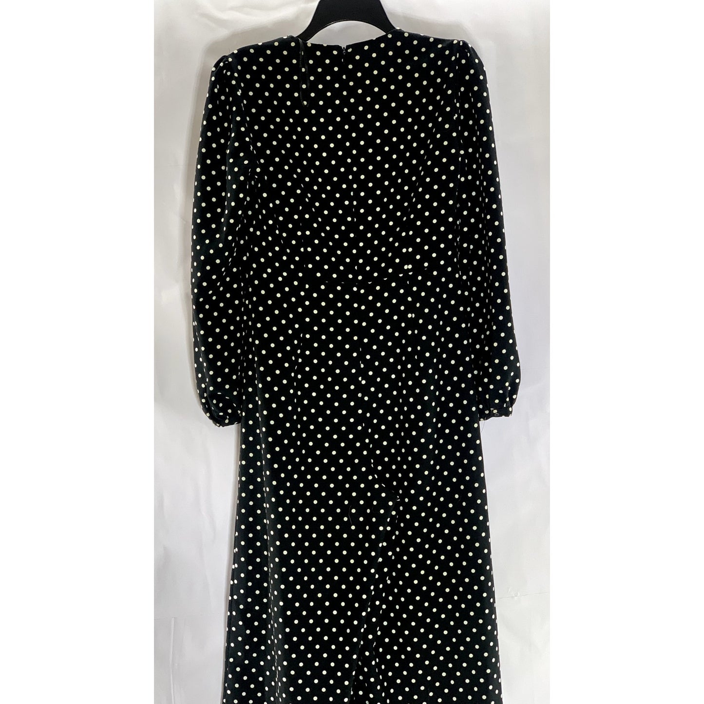 ZARA Women's Black-White Polka Dot V-Neck Long-Sleeve Cropped Jumpsuit SZ XS