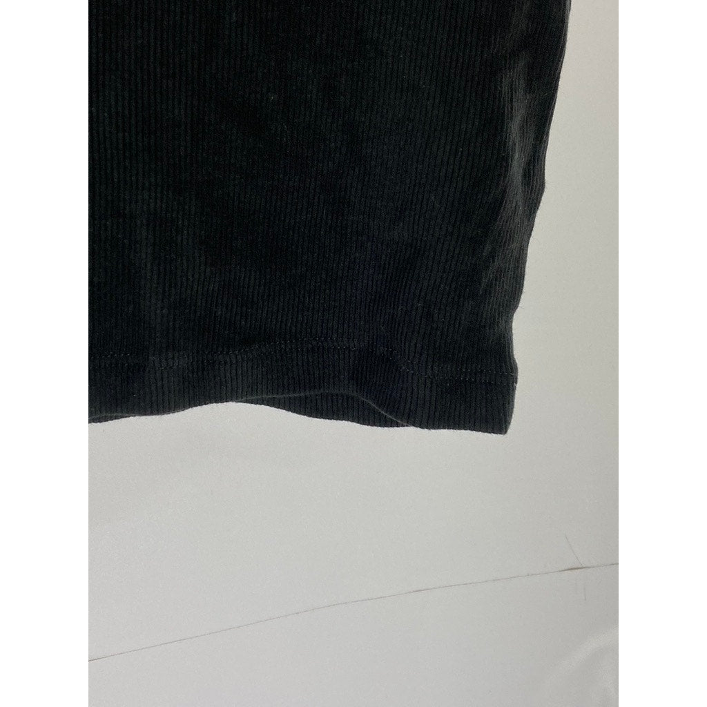 DIVIDED BY H&M Women's Black Crewneck Ribbed Short Sleeve Crop Top SZ L