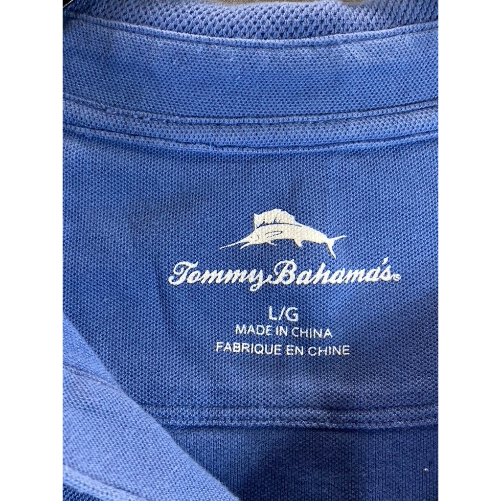 TOMMY BAHAMA Men's Blue Short Sleeve Classic-Fit Polo Shirt SZ L