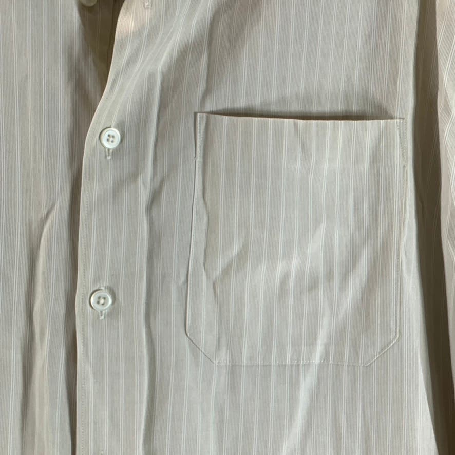 PERRY ELLIS Men's Beige Striped Button-Up Long Sleeve Shirt SZ XL