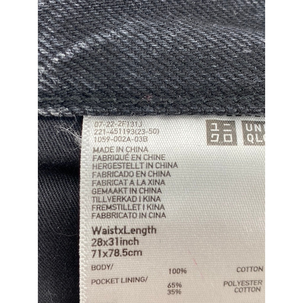 UNIQLO JEANS Women's Black Denim Straight-Leg Baggy Fit Jeans SZ 28X31