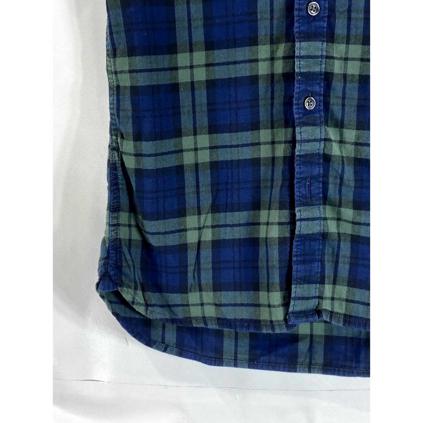 TOPMAN Men's Green Plaid Black Watch Muscle-Fit Button-Up Shirt SZ XS