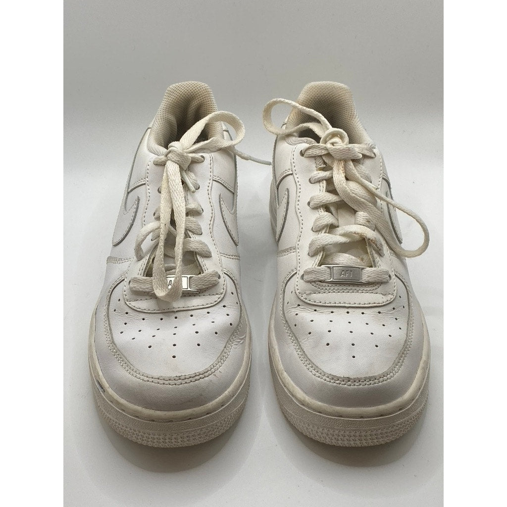 NIKE Kids White Air Force 1 LE Perforated Round-Toe Lace-Up Sneakers SZ 6Y