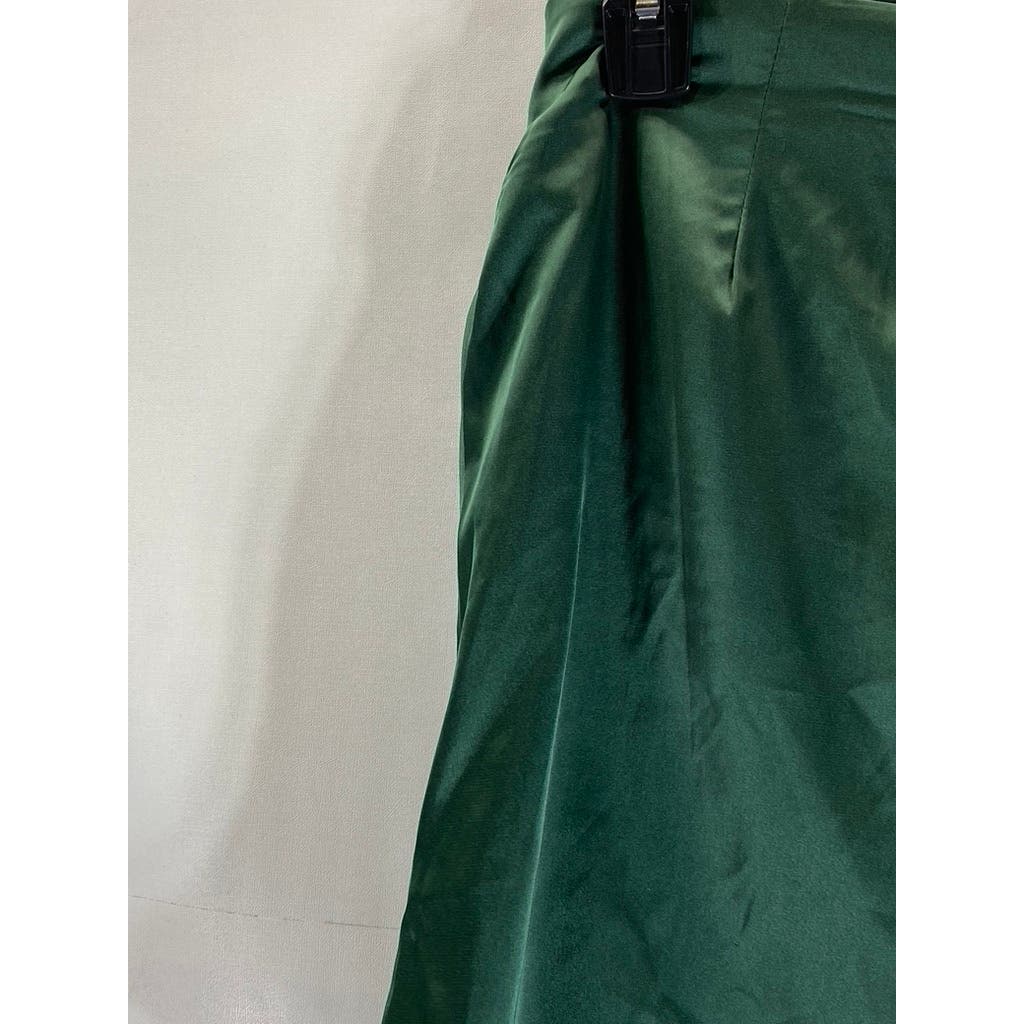 KENDALL & KYLIE Women's Green Satin Drawstring Slit-Hem Mini Skirt SZ S