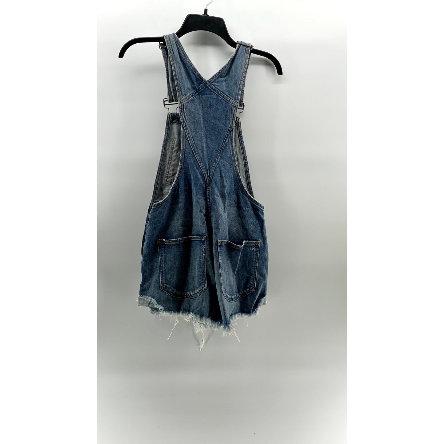 TAYLOR HILL BY JOE'S Women's Blue Denim Frayed Cuffed Hem Short Overall SZ XS